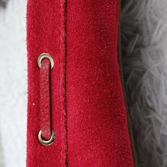 Talbots Red Suede Leather Tassel Upper Round Toe Slip On Flat Moccasin Shoe - Picture 13 of 16